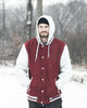 man wearing red and white jacket