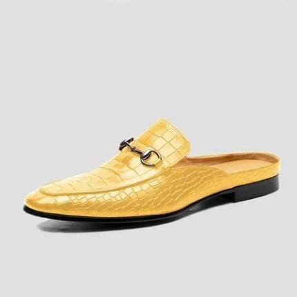 Zapatos de cuero hombre con punta cuadrada y tacón bajo