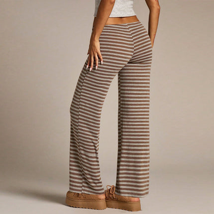 Pantalones anchos a rayas para mujer, perfectos para el otoño
