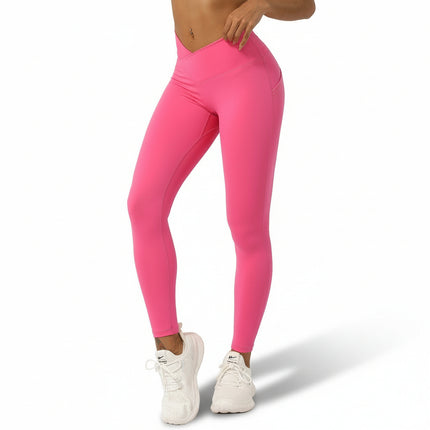 Pantalones de yoga con corte en V cruzado