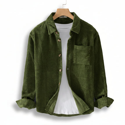 Camisa de pana de manga larga sencilla, informal