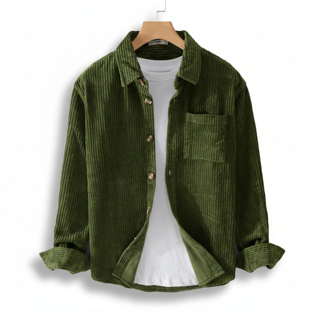 Camisa de pana de manga larga sencilla, informal