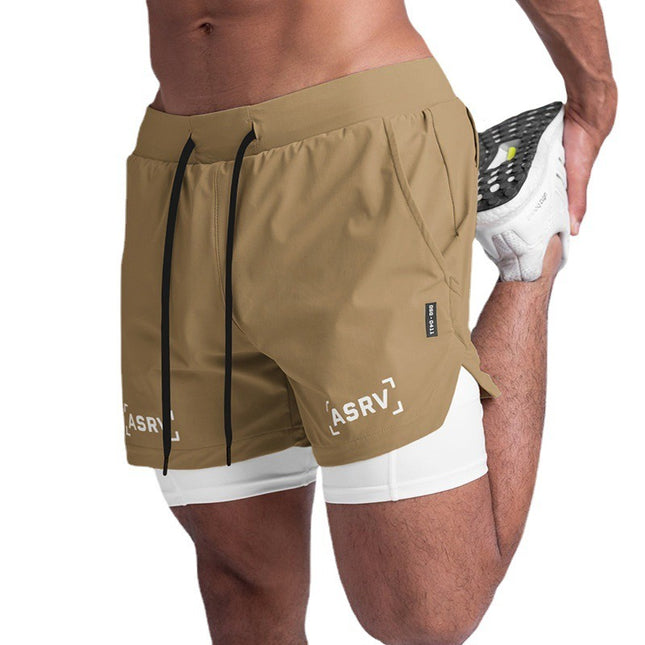 Pantalones cortos deportivos de doble capa y secado rápido
