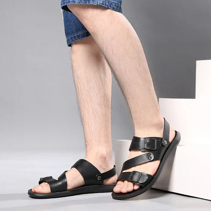 Sandalias de Cuero Negro con Hebillas de Estilo Gladiador f.seo - tugranalmacen.com