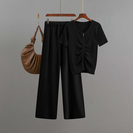 Conjunto casual de top y pantalones anchos para mujer