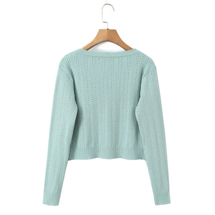 Top de manga larga con cuello redondo y botonadura sencilla - tugranalmacen.com