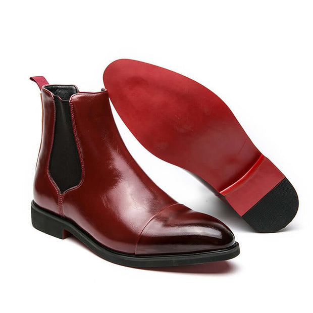 Botines Chelsea con suela roja de estilo británico para hombre color rojo