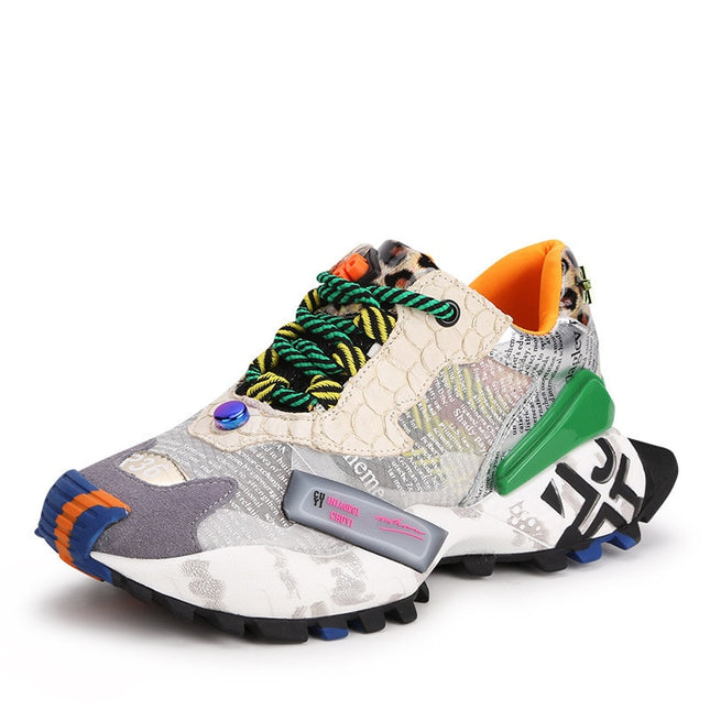 Zapatillas deportivas de mujer con suela gruesa y malla transpirable