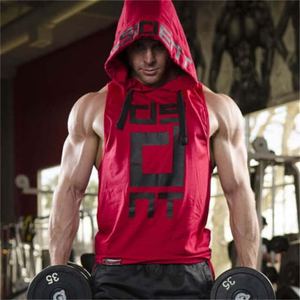 Camiseta sin mangas de algodón con capucha para hombre