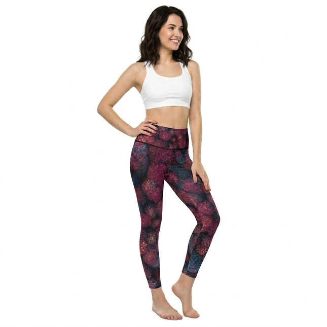 Leggings de mujer de cintura alta y estampado floral abstracto