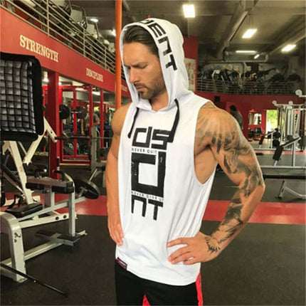 Camiseta sin mangas de algodón con capucha para hombre
