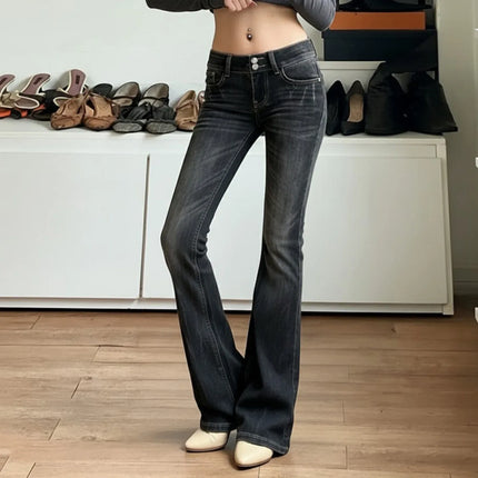 Vaqueros ajustados de pierna estrecha estilo vintage Hot Girl Y2K - tugranalmacen.com
