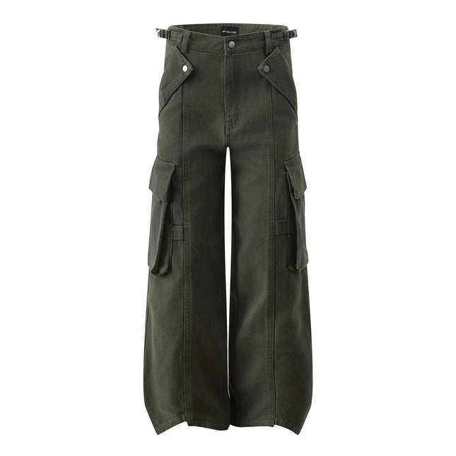 Pantalones holgados estilo retro urbano en verde militar
