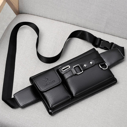 Riñonera impermeable de cuero PU para hombre, ideal para exteriores