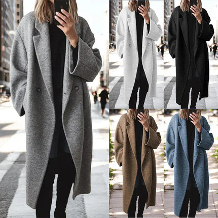 Abrigo Largo de Lana para Mujer - Elegante Chaqueta Cortavientos Varios Colores