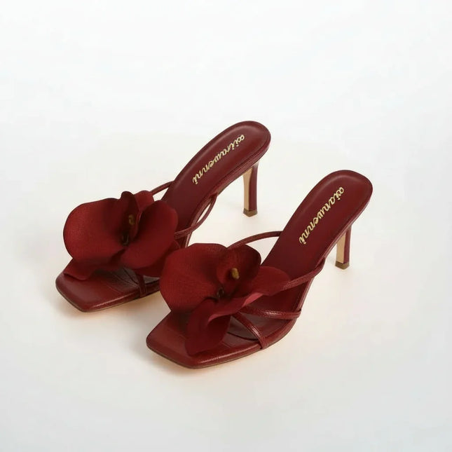 Zapatillas de tacón alto con punta de flor - tugranalmacen.com