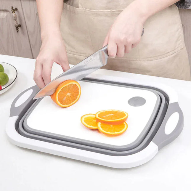 Tabla de cortar plegable 3 en 1 para lavar y almacenar verduras. - tugranalmacen.com