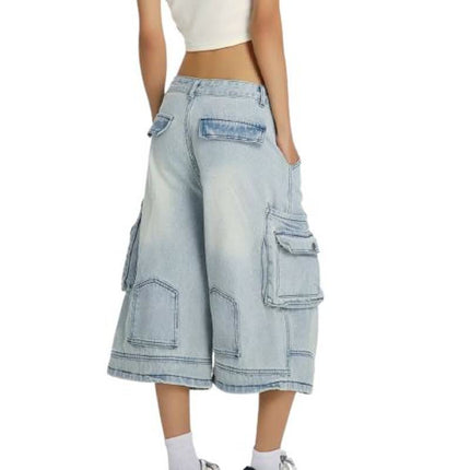 Shorts denim anchos para mujer estilo casual desgastado