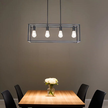 Lámpara colgante de 4 luces, estilo industrial vintage, con marco abierto - tugranalmacen.com