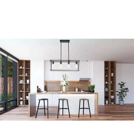 Lámpara colgante de 4 luces, estilo industrial vintage, con marco abierto - tugranalmacen.com