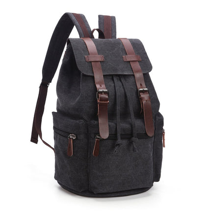 Mochila de lona lavada con gran capacidad para viajes