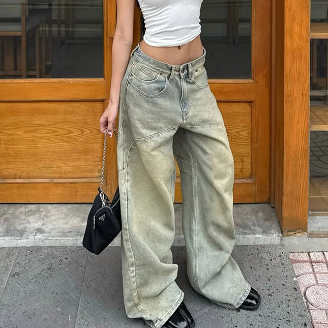 Vaqueros casuales con bordados y bolsillos lavados estilo retro de calle - tugranalmacen.com