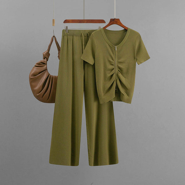 Conjunto casual de top y pantalones anchos para mujer