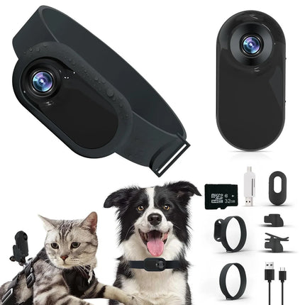 Cámara portátil con clip magnético para collar, cámara deportiva HD para exteriores, cámara para mascotas - tugranalmacen.com
