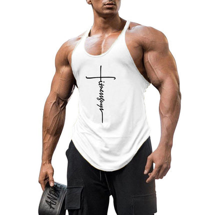 Camiseta de tirantes en algodón para culturismo y fitness.
