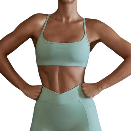 Sujetador deportivo Lulu Nude con espalda fruncida