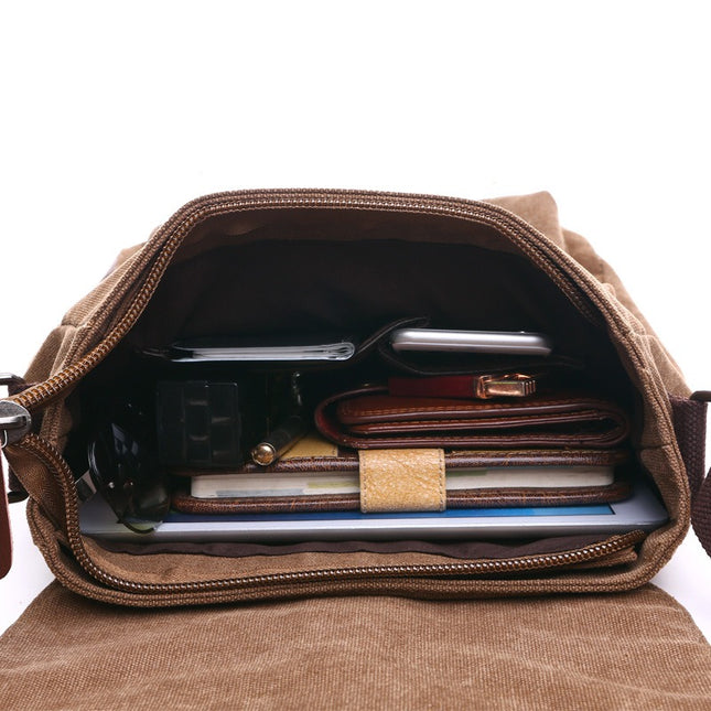 Bolso mensajero vintage para hombre de lona con correa ajustable