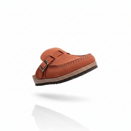 Mocasines de ante vegano con hebilla para hombre color marrón estilo casual
