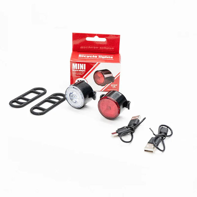 Red & White LED Bike Light Set: Rechargeable (USB Charging, Built-in Battery) – Includes Cycling Flashlights - tugranalmacen.com