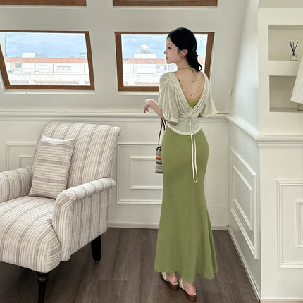 Vestido de verano dos piezas sin espalda, casual y elegante