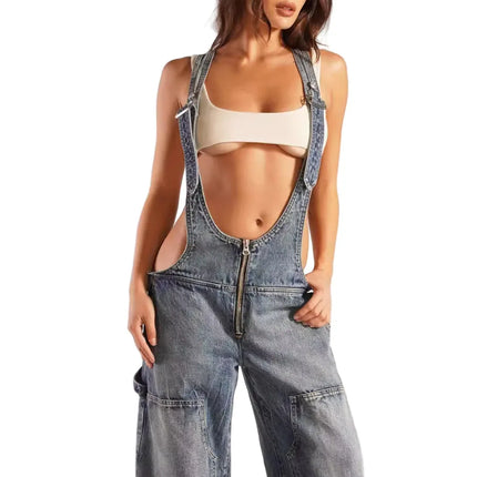 Peto Vaquero de Mujer con Espalda Descubierta -Estilo Urbano y Casual Denim