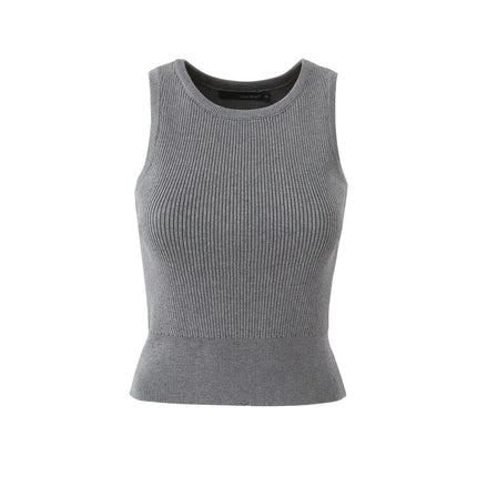Top gris sin mangas de punto para mujer