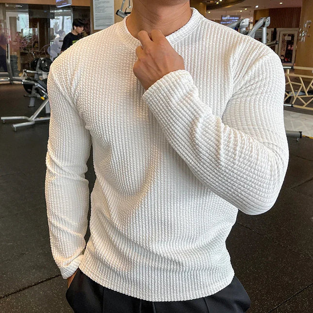 Jersey de manga larga de punto para hombre, color variado