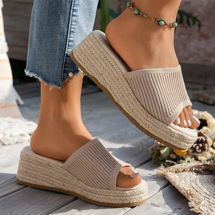 Sandalias plataforma de ratan boca de pez - tugranalmacen.com