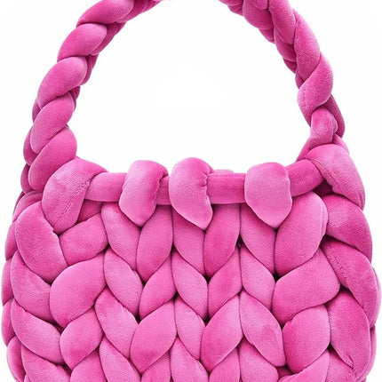 Bolsa de cartero tejida a mano con hilo hilado y núcleo de terciopelo de cristal. - tugranalmacen.com