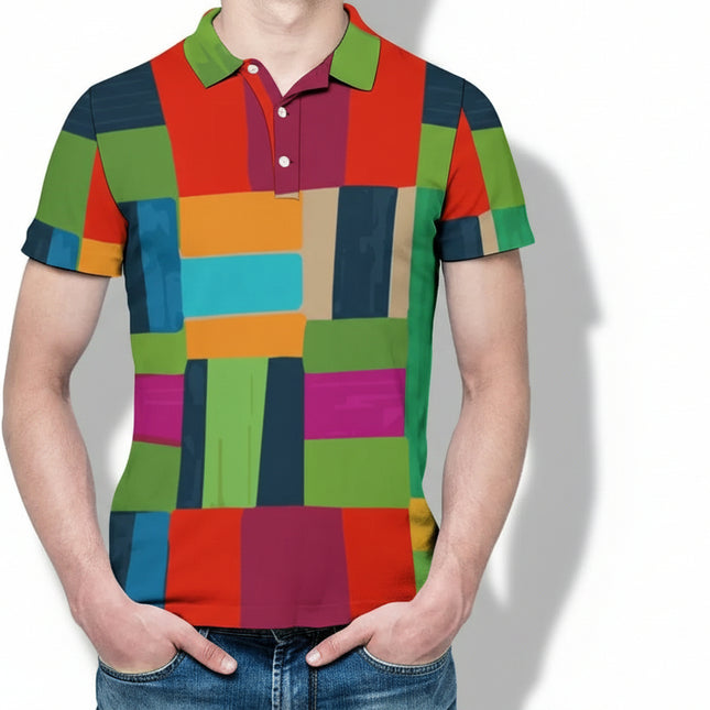 Polo multicolor patchwork de hombre | Estilo moderno y vibrante