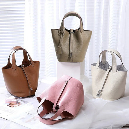 Head layer cowhide bucket bag women's leather high-end handbag - tugranalmacen.com