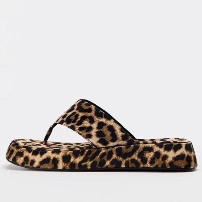 Sandalias Leopard con tira al dedo-f.seo - tugranalmacen.com