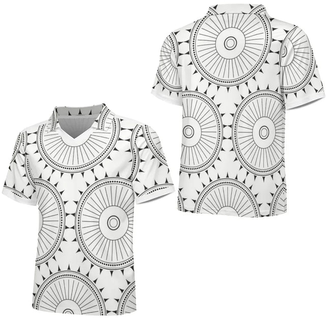 Camiseta de Hombre Manga Corta y Diseño Tribal Etnico Blanca