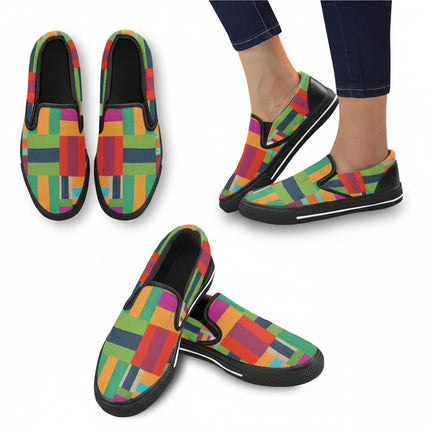 Zapatillas Slip-On Patchwork Multicolor - Calzado Unisex Sin Cordones