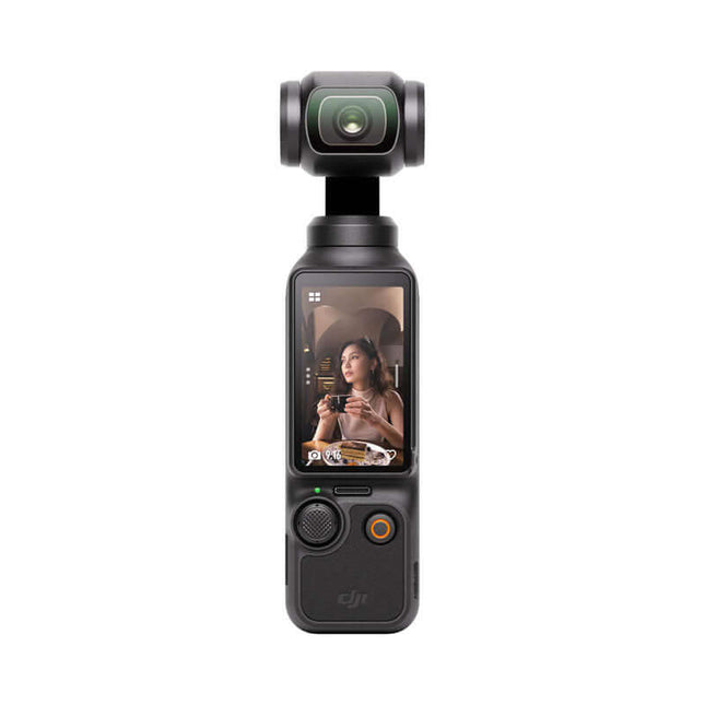 Cámara DJI Osmo Pocket 3 con gimbal y pantalla, ideal para grabar videos estables y de alta calidad.