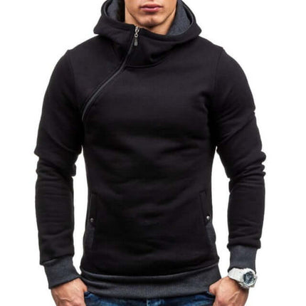 Sudadera con capucha y cremallera oblicua para hombre