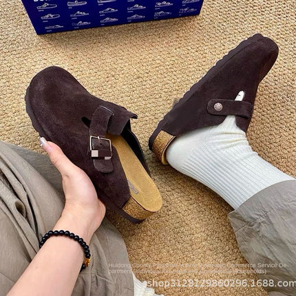 Sandalias minimalistas de cuero con tacón oculto para mujer