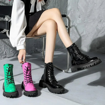Botines góticos punk para mujer en PU artificial