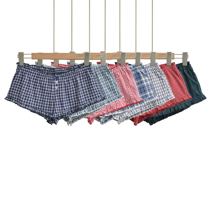 Shorts a cuadros con cintura elástica para mujer