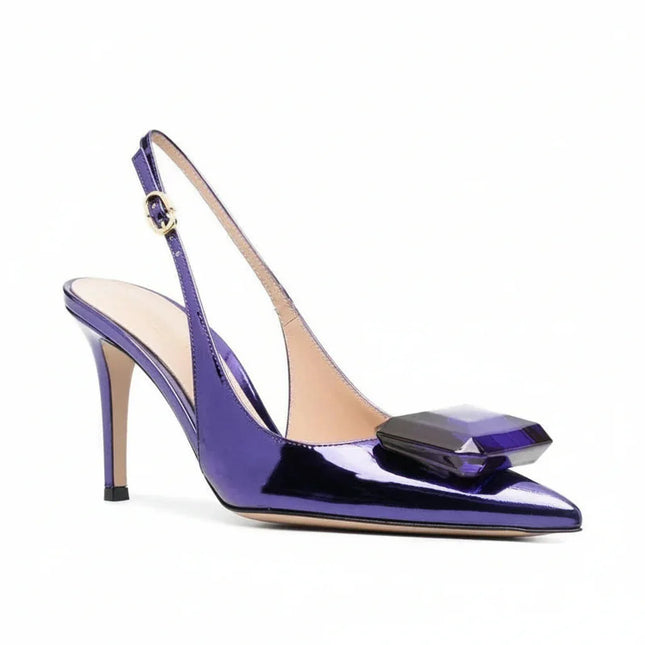 Zapatos Stiletto sencillos con un solo botón y punta de diamante de agua - tugranalmacen.com